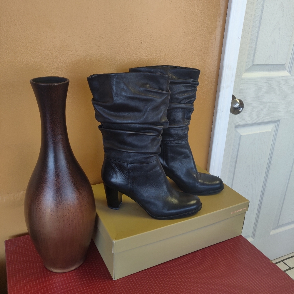 Naturalizer N5 Comfort Black Leather Women's Slouch Boots